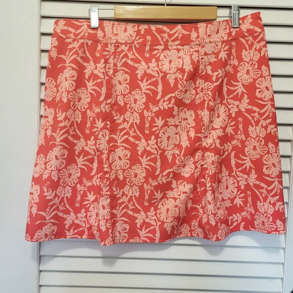 RipSkirt Hawaii skirt XL 16 - 18  Coral Peach Hibiscus print Length 2 - Picture 2 of 16